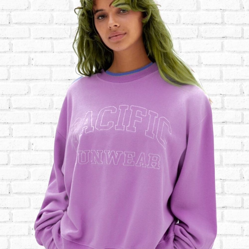 Pacsun Pacific Sunwear Slouchy Oversized Comfy Crewneck Sweatshirt Lilac Purple